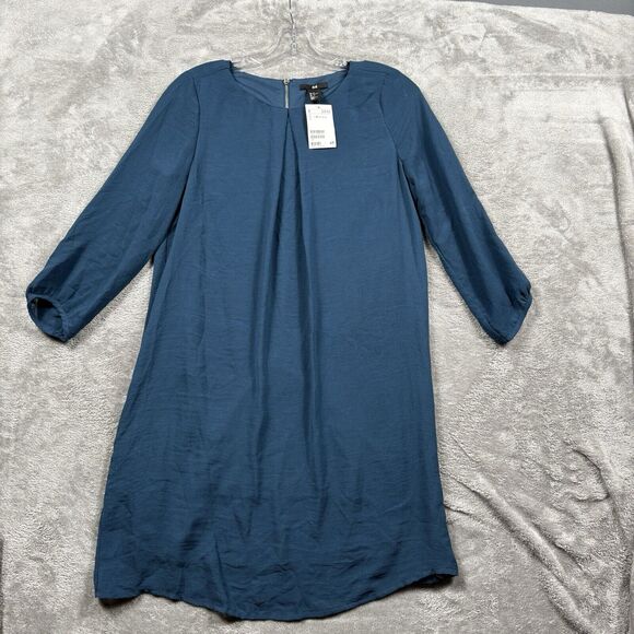 H&M Teal Smock Tunic Dress NWT Size 4 - Picture 1 of 6